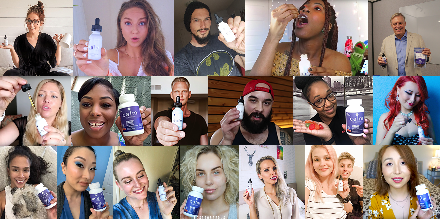 Youtube Collage of people taking Calm By Wellness Products