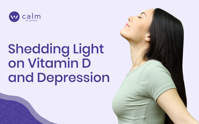 Image of a smiling girl with closed eyes and smiling, representing the concept of shedding light between vitamin D and depression.